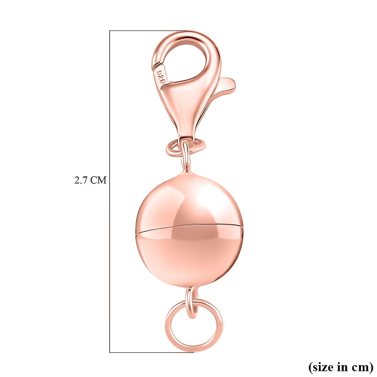 Sterling Silver Magnetic Lock with Lobster Clasp in Rose Gold Plating