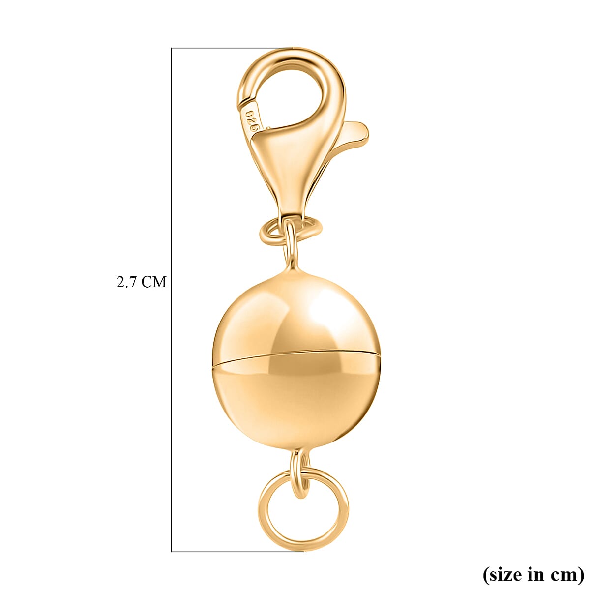 Sterling Silver Magnetic Lock with Lobster Clasp in Yellow Gold Plating