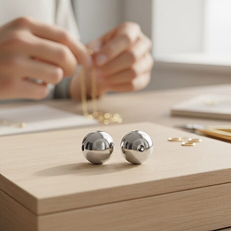 Rhodium Overlay Sterling Silver Ball