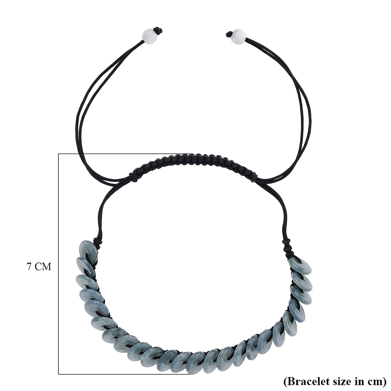 Olmec Natural Jadeite Cord Bracelet (Size 6.5 to 9.5) 27.50 Ct.