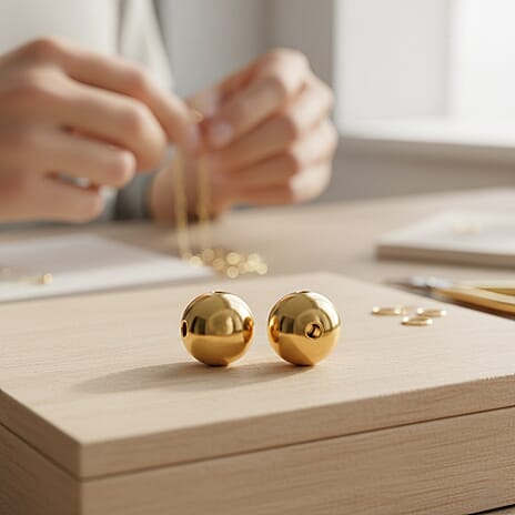 Sterling Silver Ball in Yellow Gold Plating