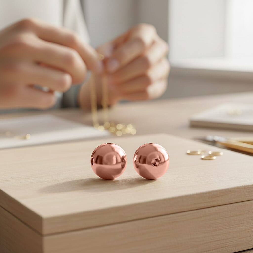 Sterling Silver Ball in Rose Gold Plating