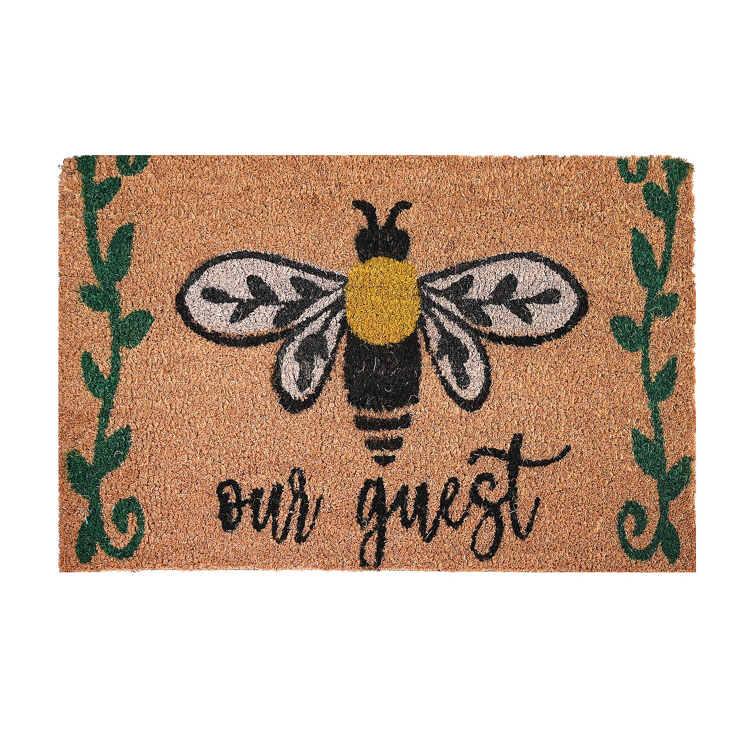 Butterfly Print Coir Door Mat (Size 40x60 cm) - Brown