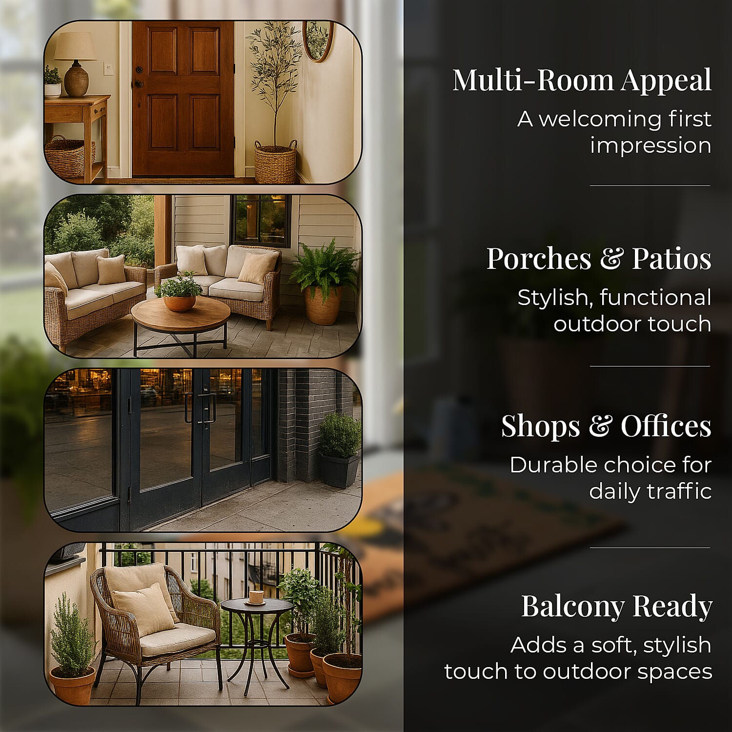 Butterfly Print Coir Door Mat (Size 40x60 cm) - Brown