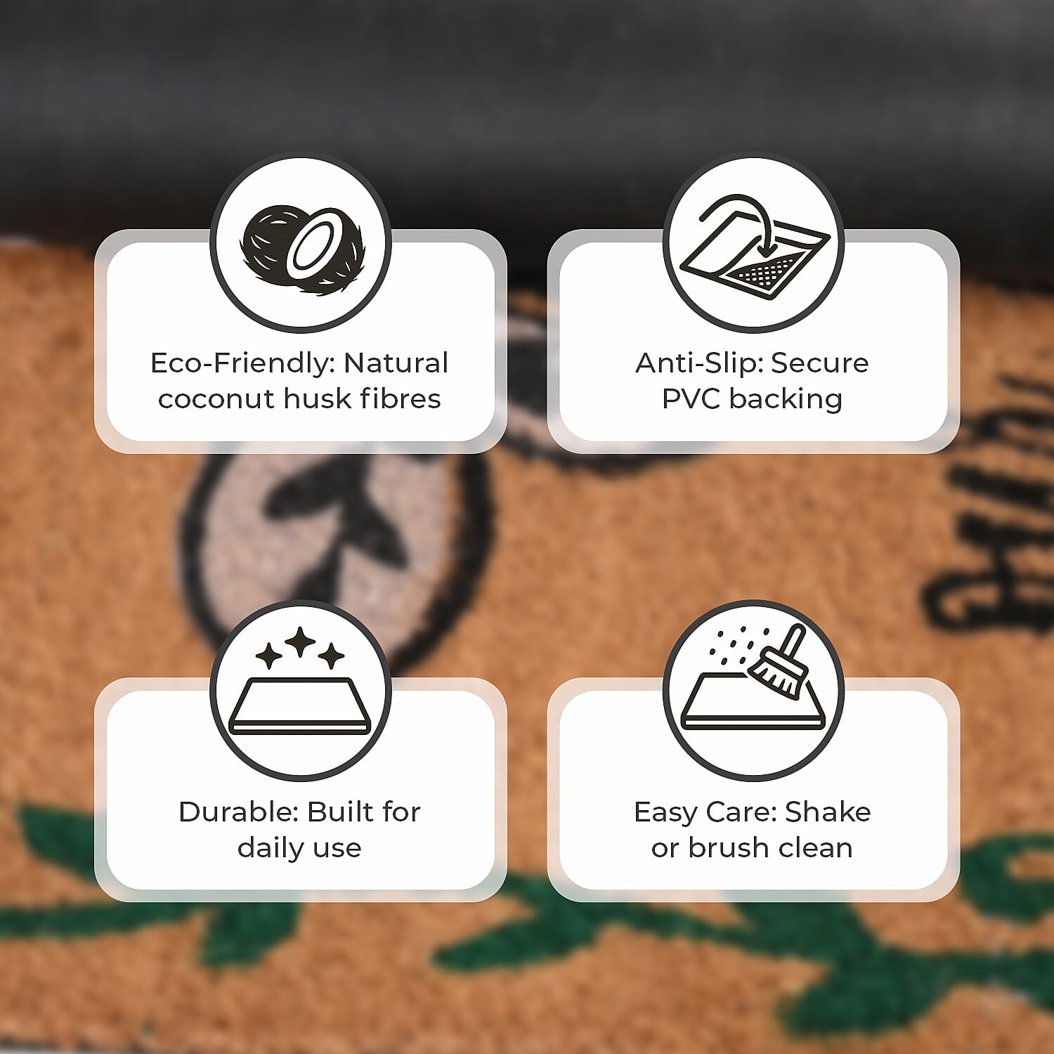 Butterfly Print Coir Door Mat (Size 40x60 cm) - Brown