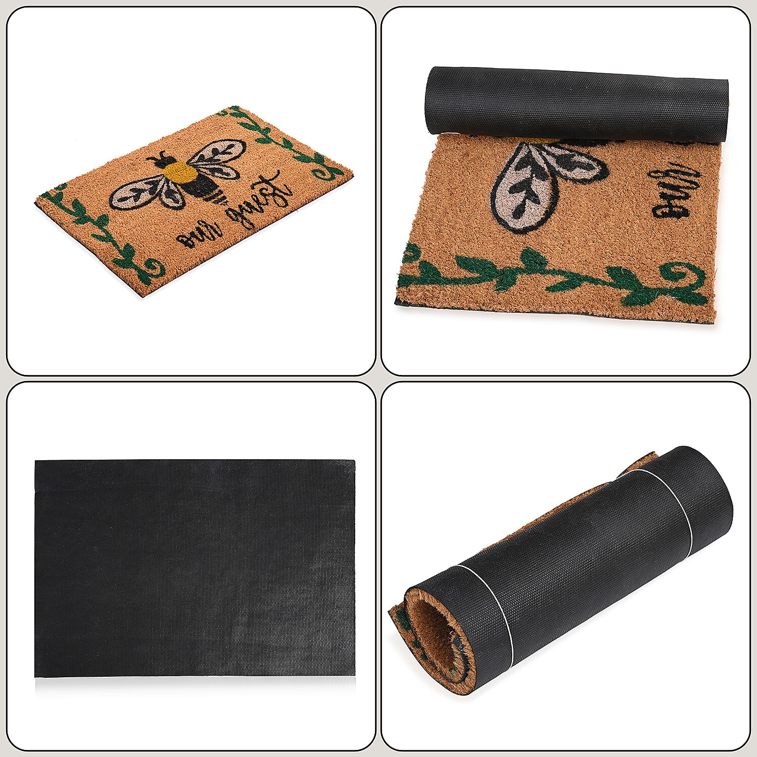 Butterfly Print Coir Door Mat (Size 40x60 cm) - Brown