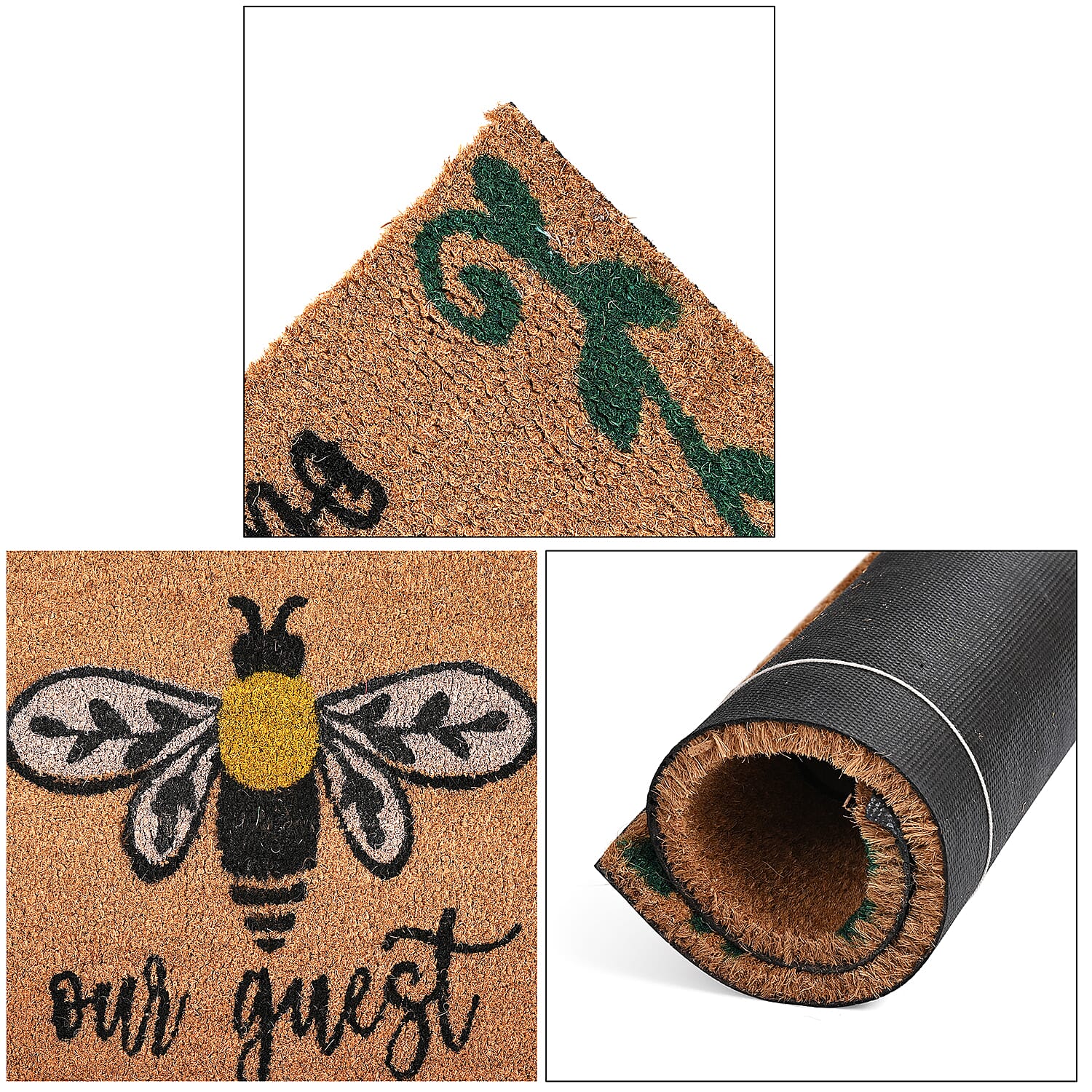 Butterfly Print Coir Door Mat (Size 40x60 cm) - Brown
