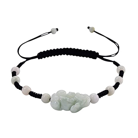 Tucson Finds- Natural Type A Jade Carved Pixiu  Adjustable Bracelet(Size 6.5 to 9.5)