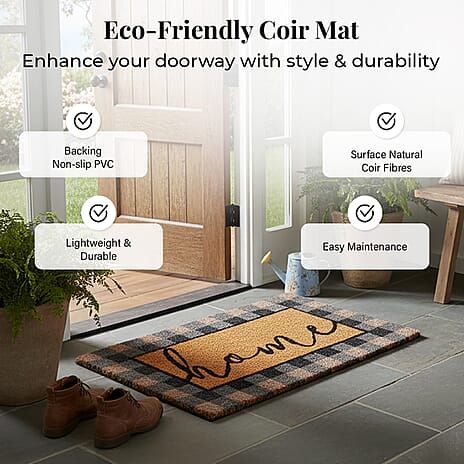 Home Print Coir Door Matt (Size 40x60 cm) - Blue & Multi