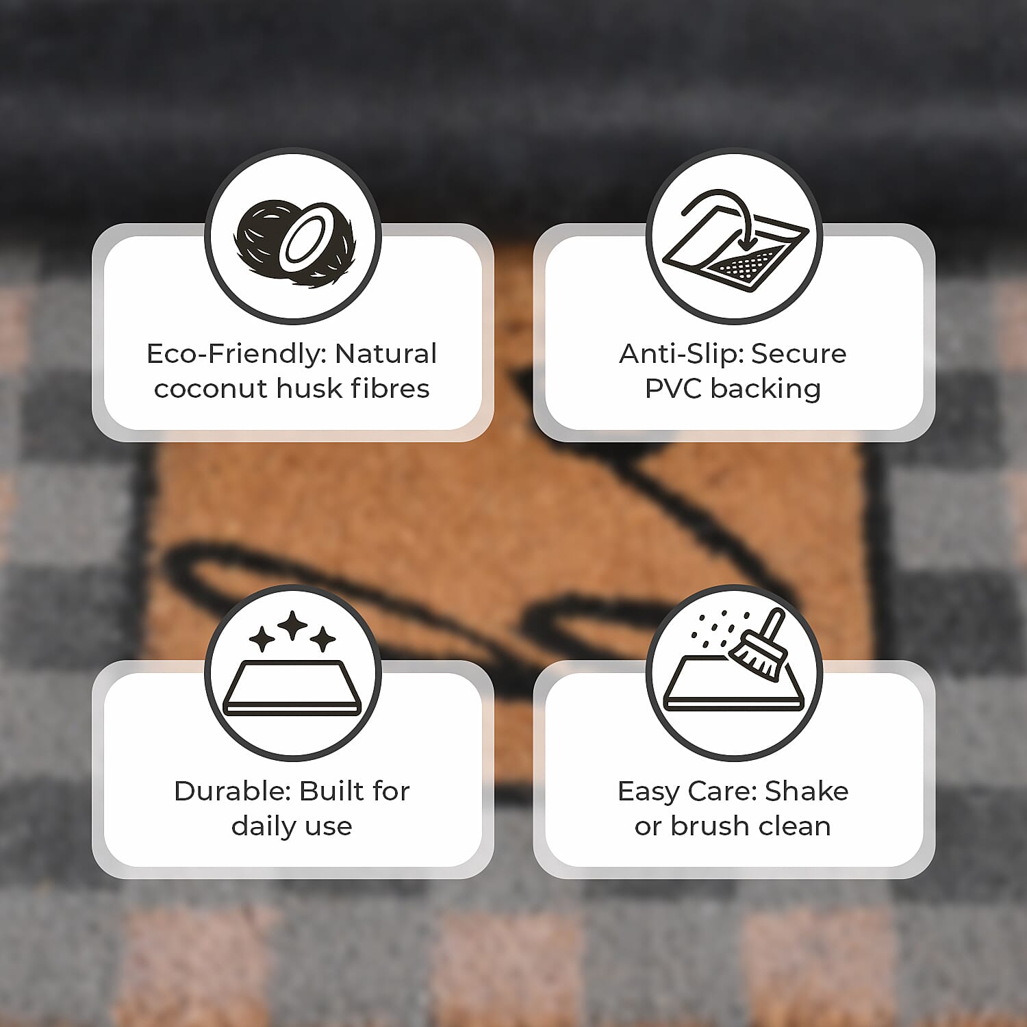 Home Print Coir Door Matt (Size 40x60 cm) - Blue & Multi