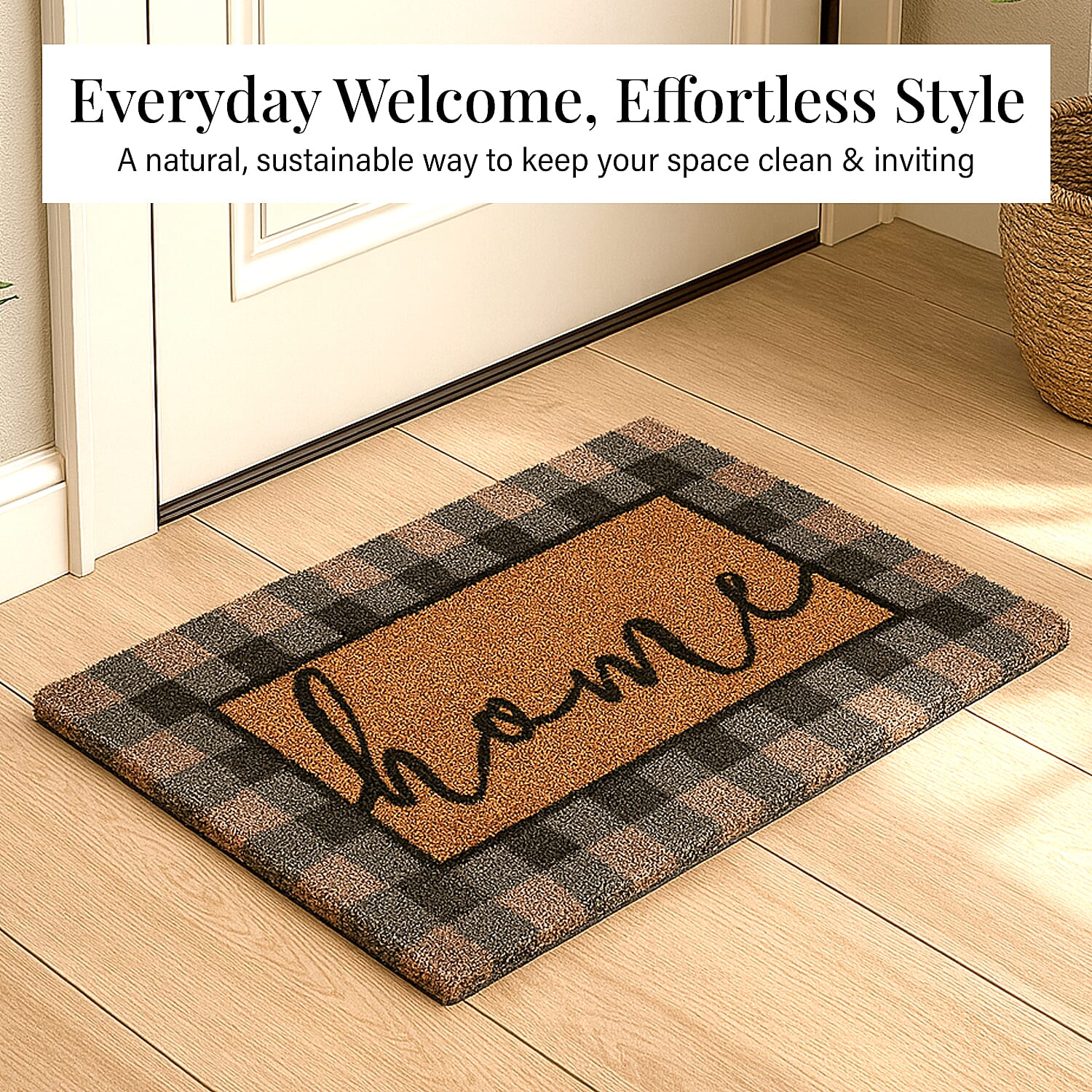 Home Print Coir Door Matt (Size 40x60 cm) - Blue & Multi