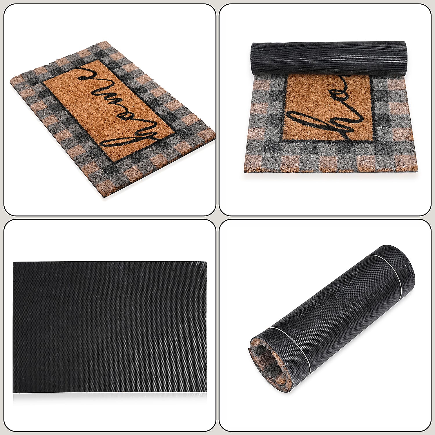 Home Print Coir Door Matt (Size 40x60 cm) - Blue & Multi