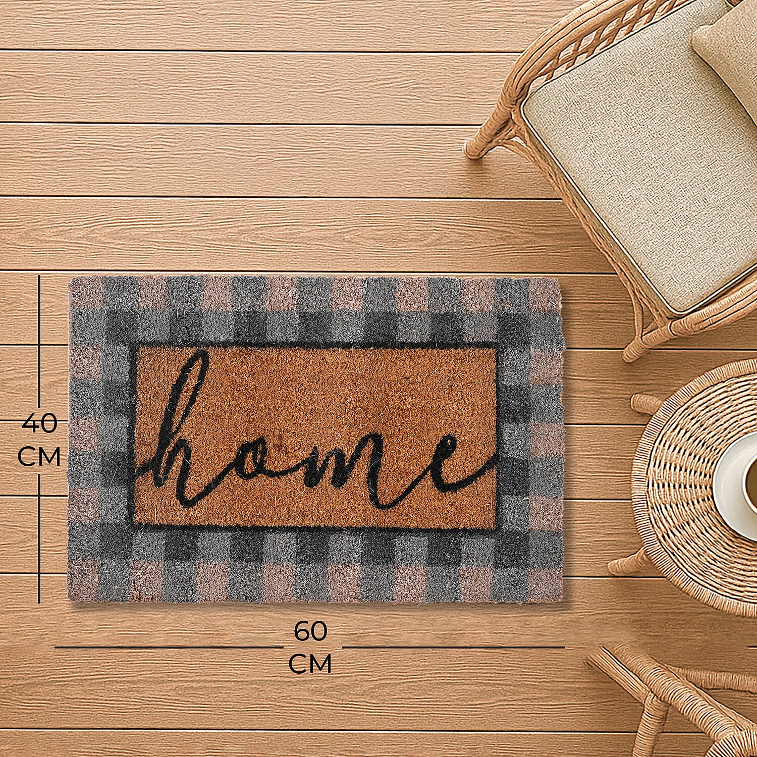 Home Print Coir Door Matt (Size 40x60 cm) - Blue & Multi