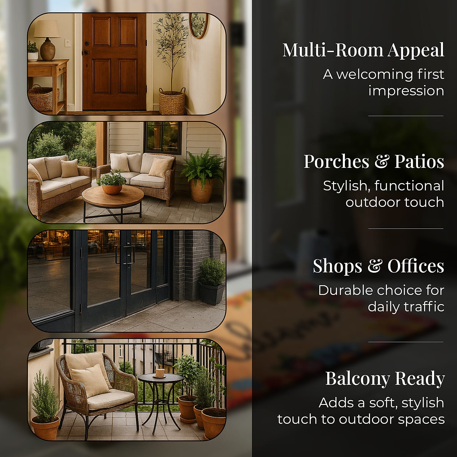 Welcome Print Coir Door Mat (Size 40x60 cm) - Pink & Multi