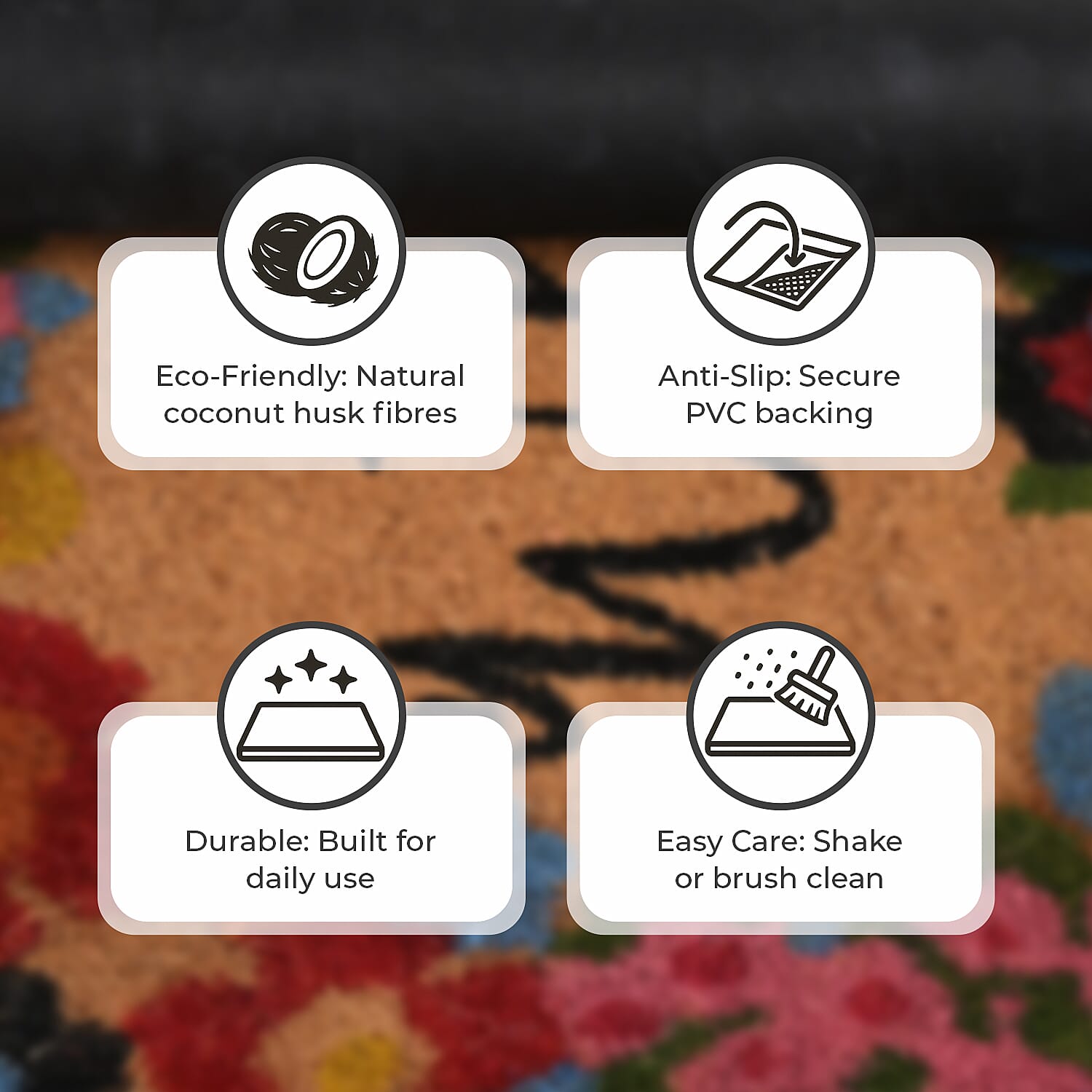 Welcome Print Coir Door Mat (Size 40x60 cm) - Pink & Multi