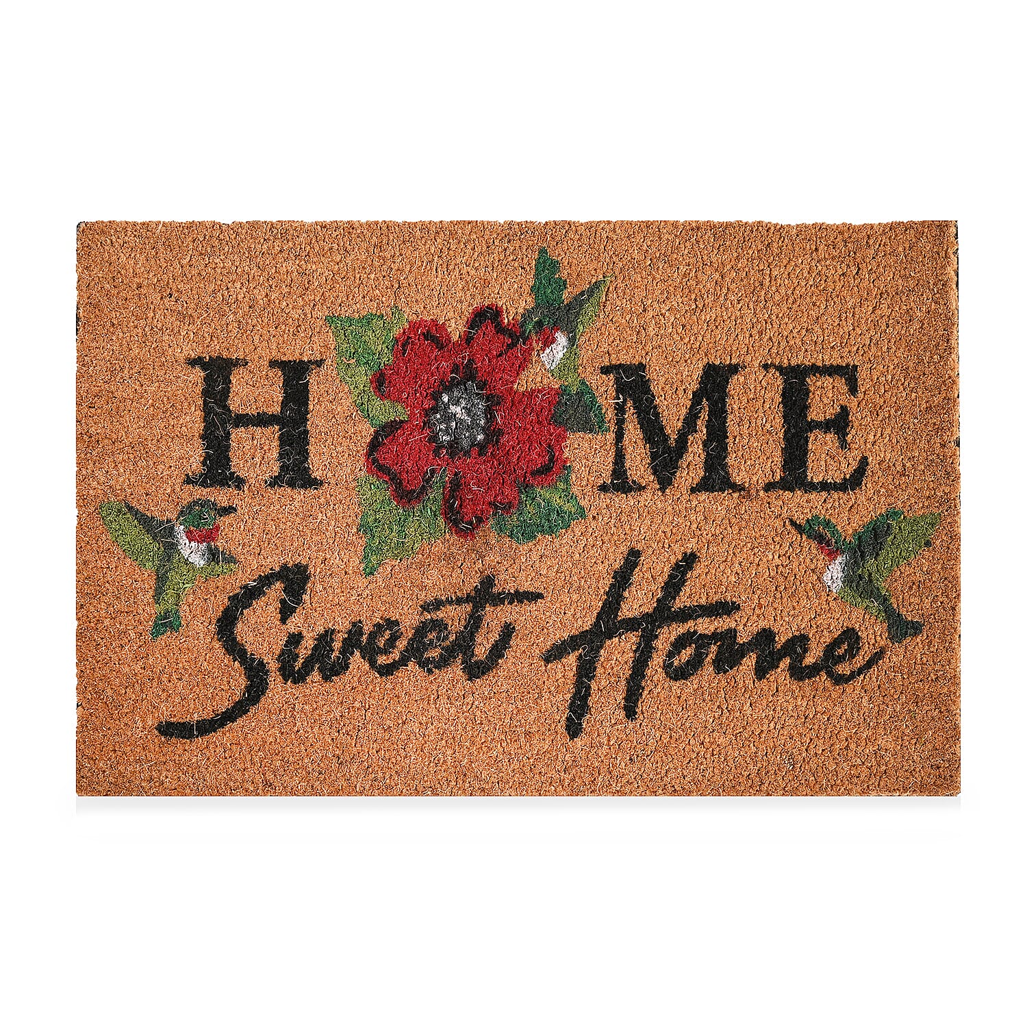 Sweet Home Print Coir Door Mat (Size 40x60 cm) - Pink & White