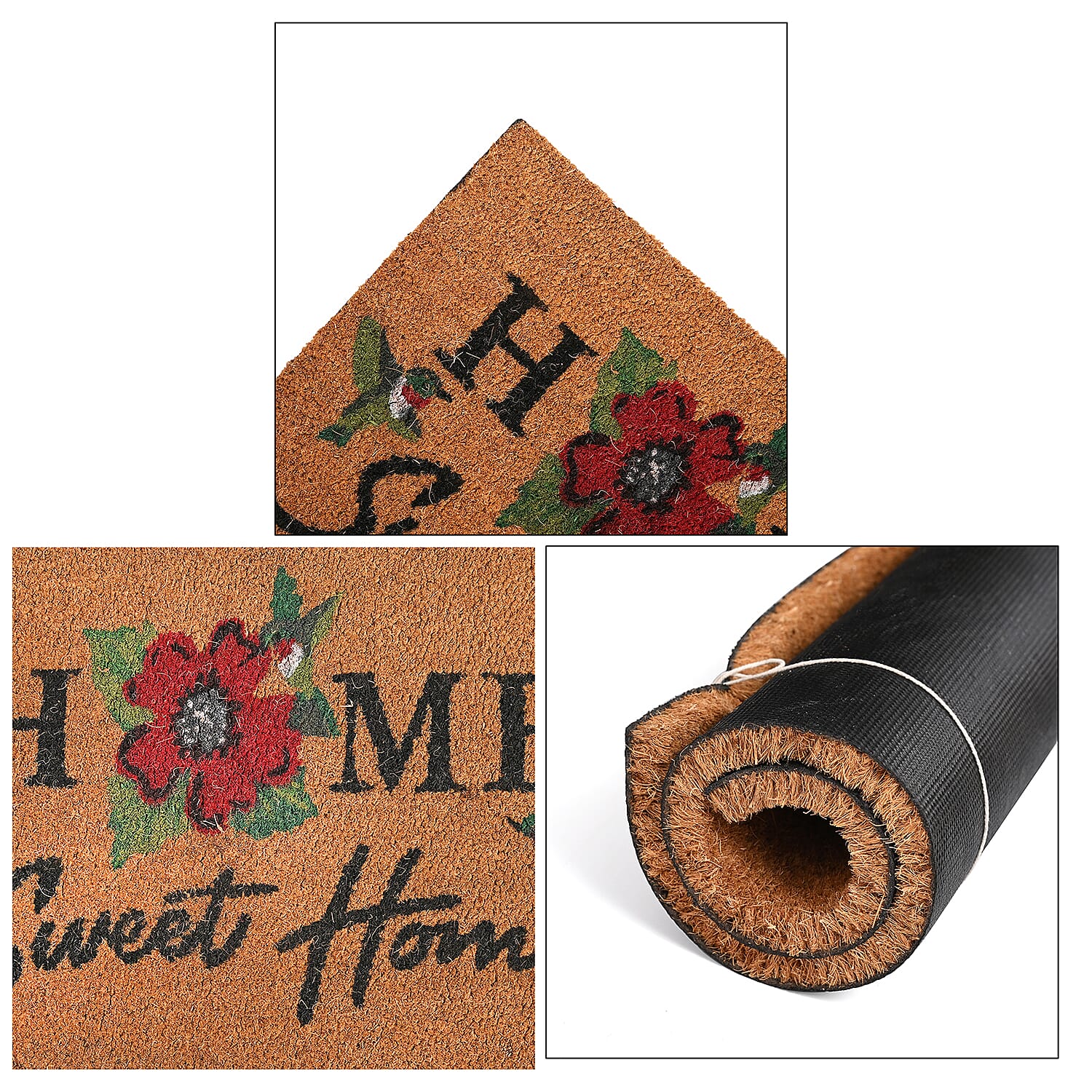 Sweet Home Print Coir Door Mat (Size 40x60 cm) - Pink & White