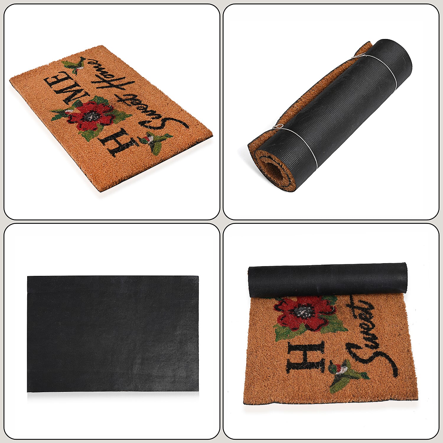 Sweet Home Print Coir Door Mat (Size 40x60 cm) - Pink & White