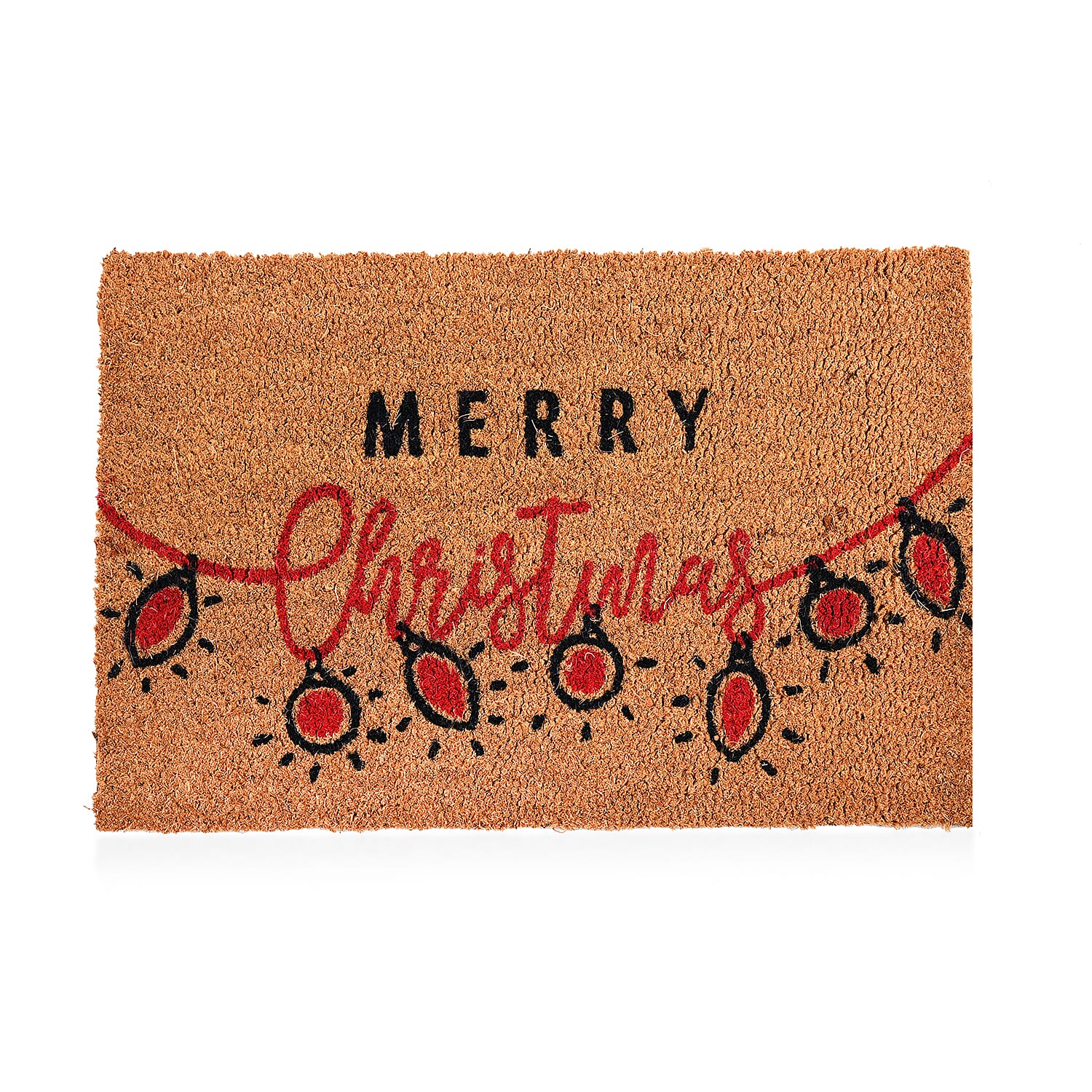 Merry Christmas Bleached Print Coir Doormat (60 x 40 cm) - Christmas