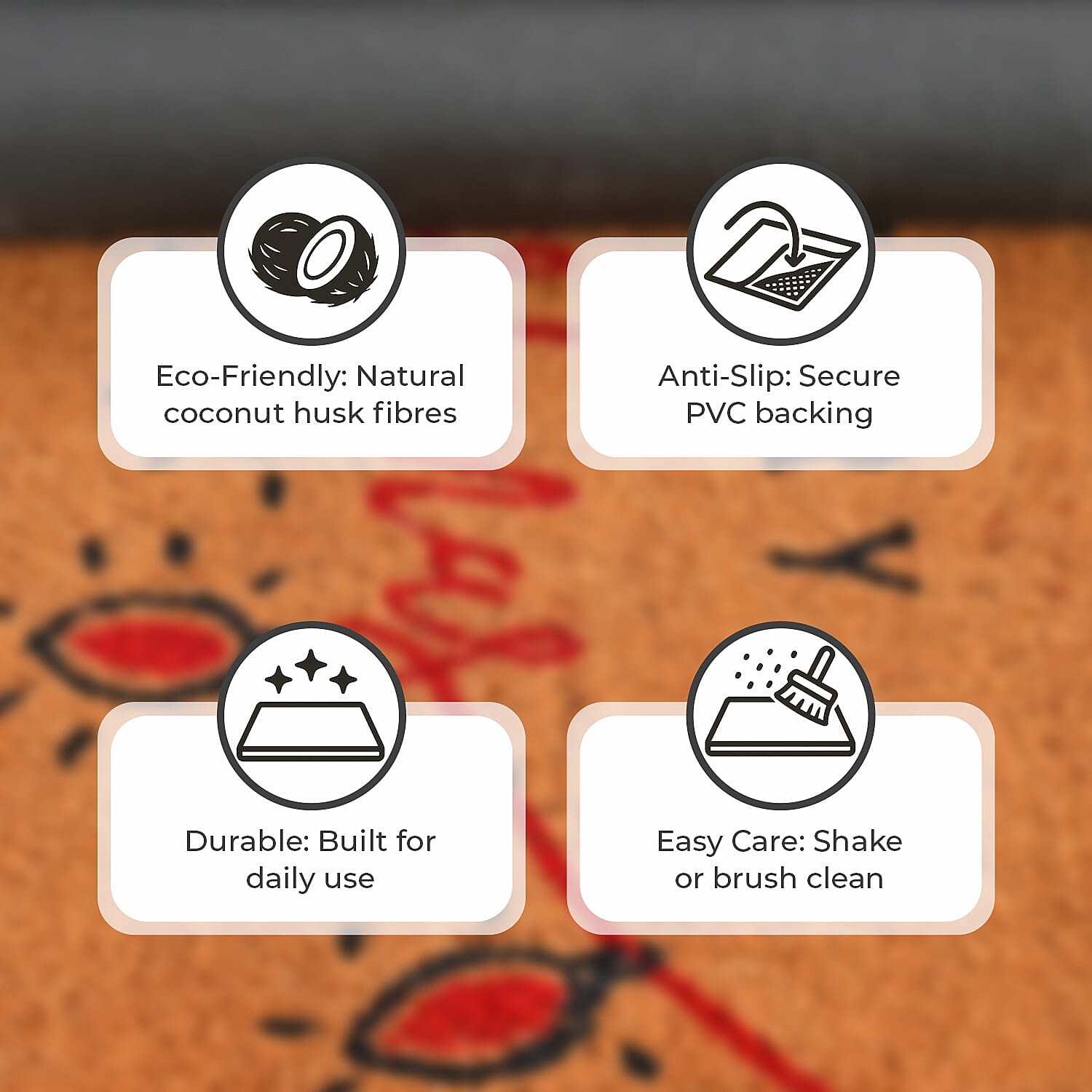 Merry Christmas Bleached Print Coir Doormat (60 x 40 cm) - Christmas