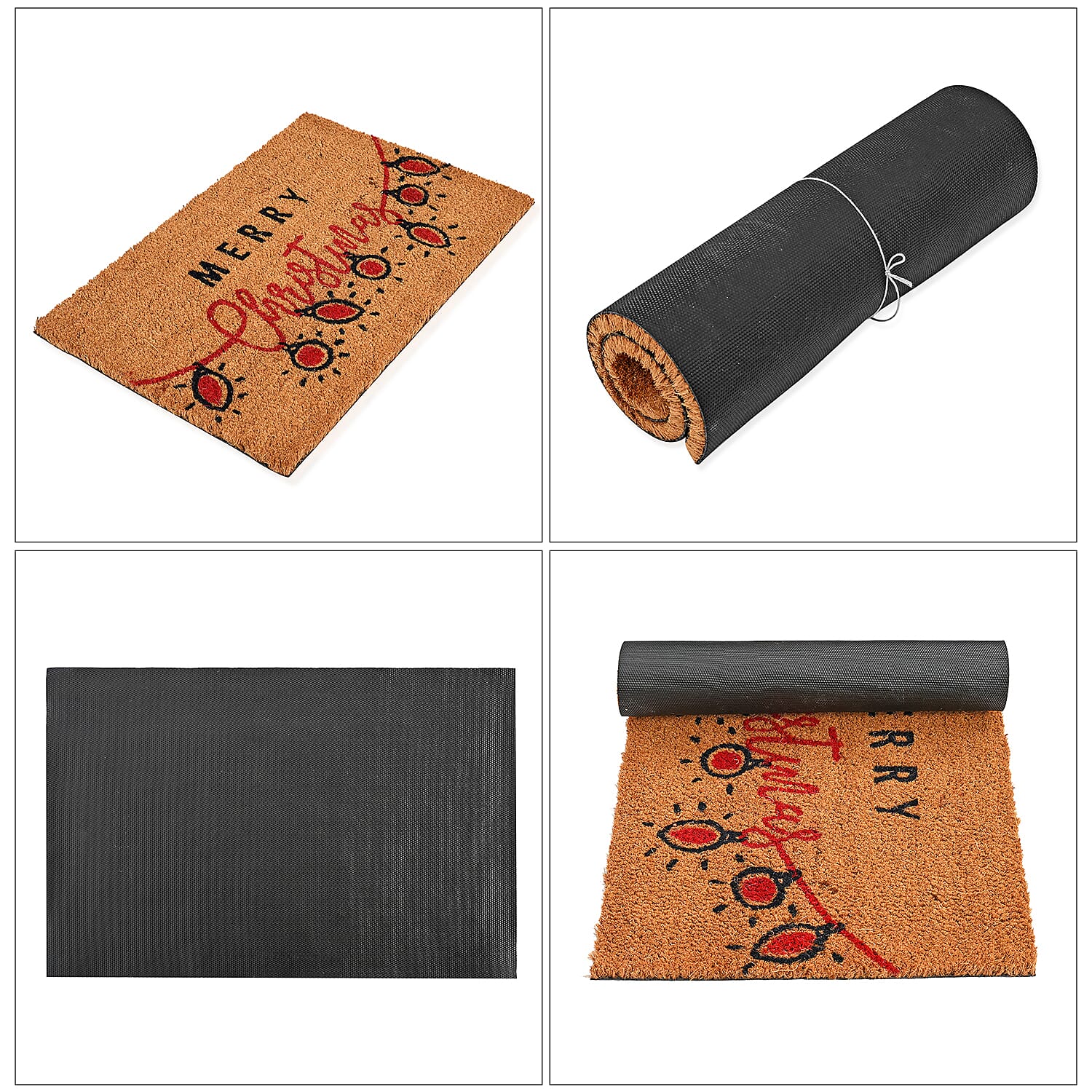 Merry Christmas Bleached Print Coir Doormat (60 x 40 cm) - Christmas