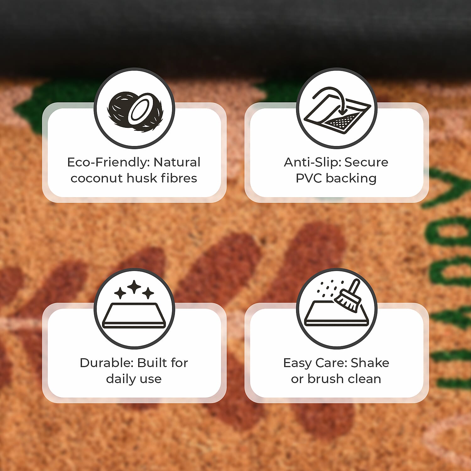 Happy Holidays Bleached Prints Coir Doormat (60 x 40 cm)