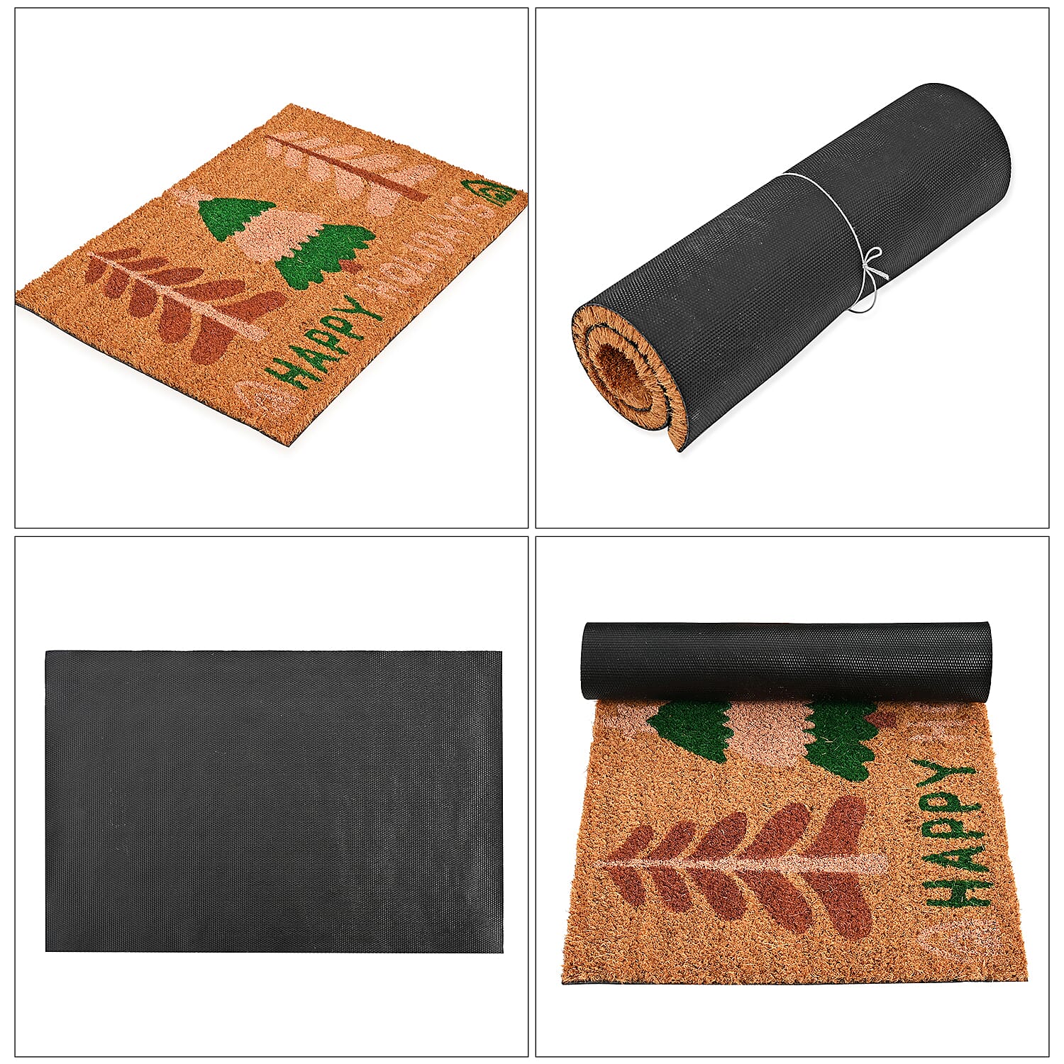 Happy Holidays Bleached Prints Coir Doormat (60 x 40 cm)