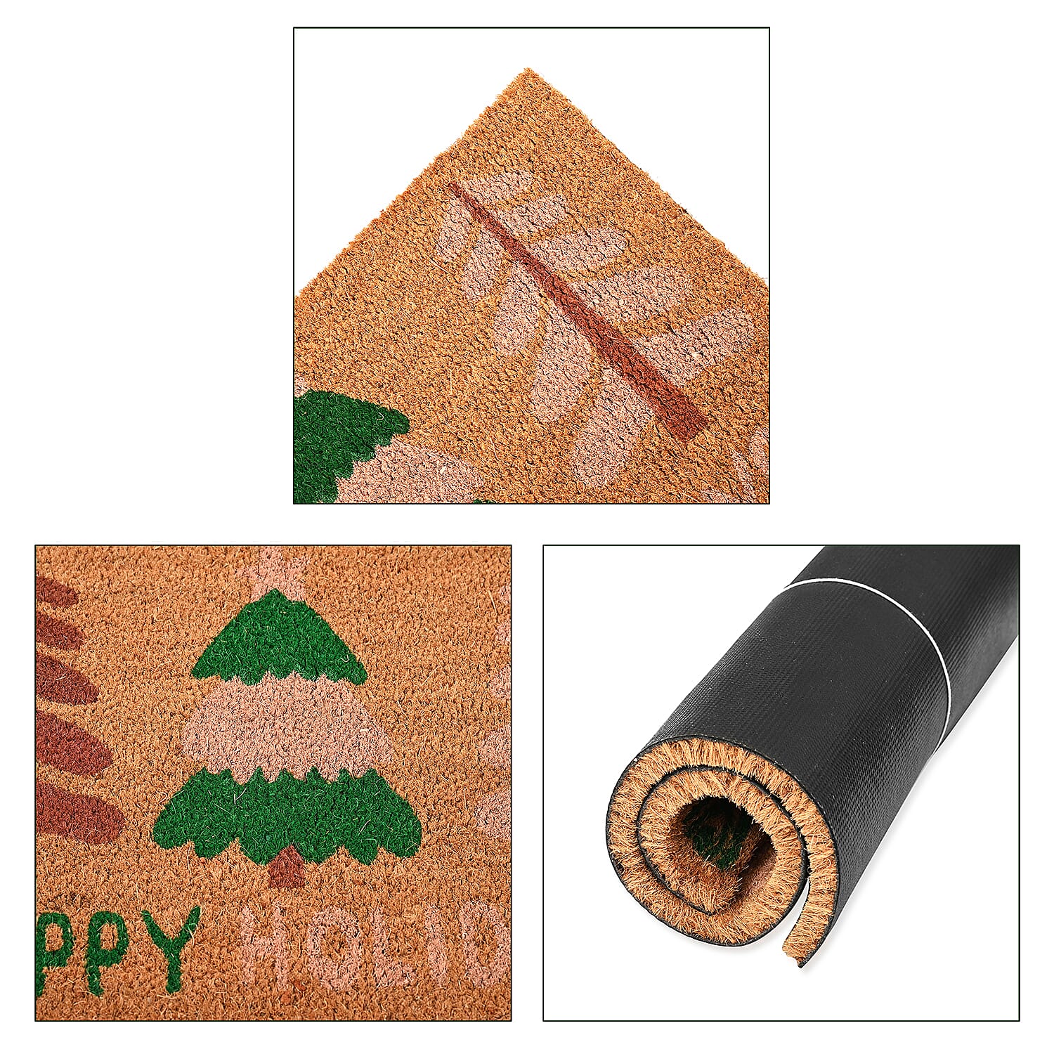 Happy Holidays Bleached Prints Coir Doormat (60 x 40 cm)