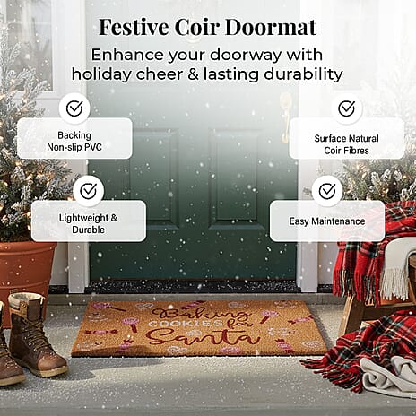 Baking Cookies for Santa Bleached Prints Coir Doormat (60 x 40 cm)