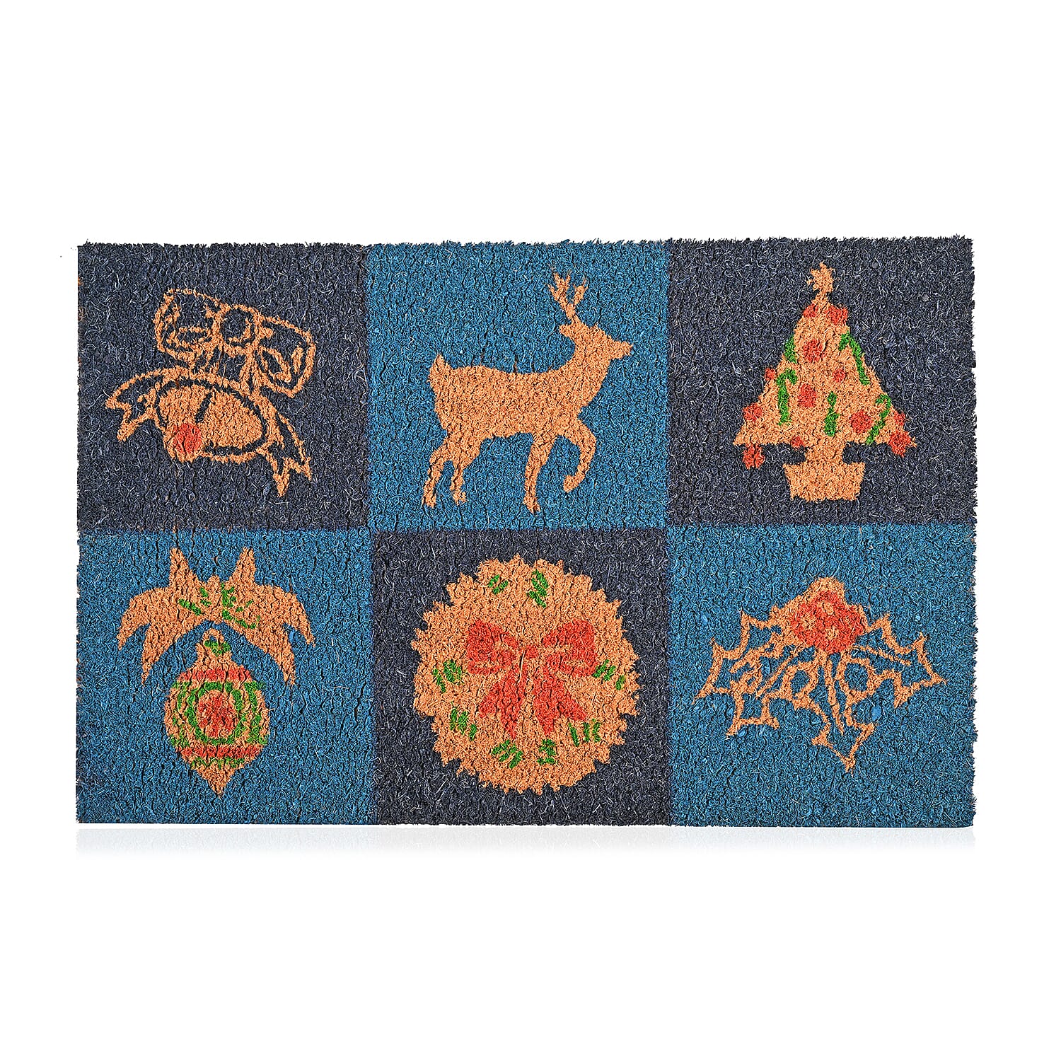 Bleached Christmas Prints Coir Doormat (60 x 40 cm) - Multicolour