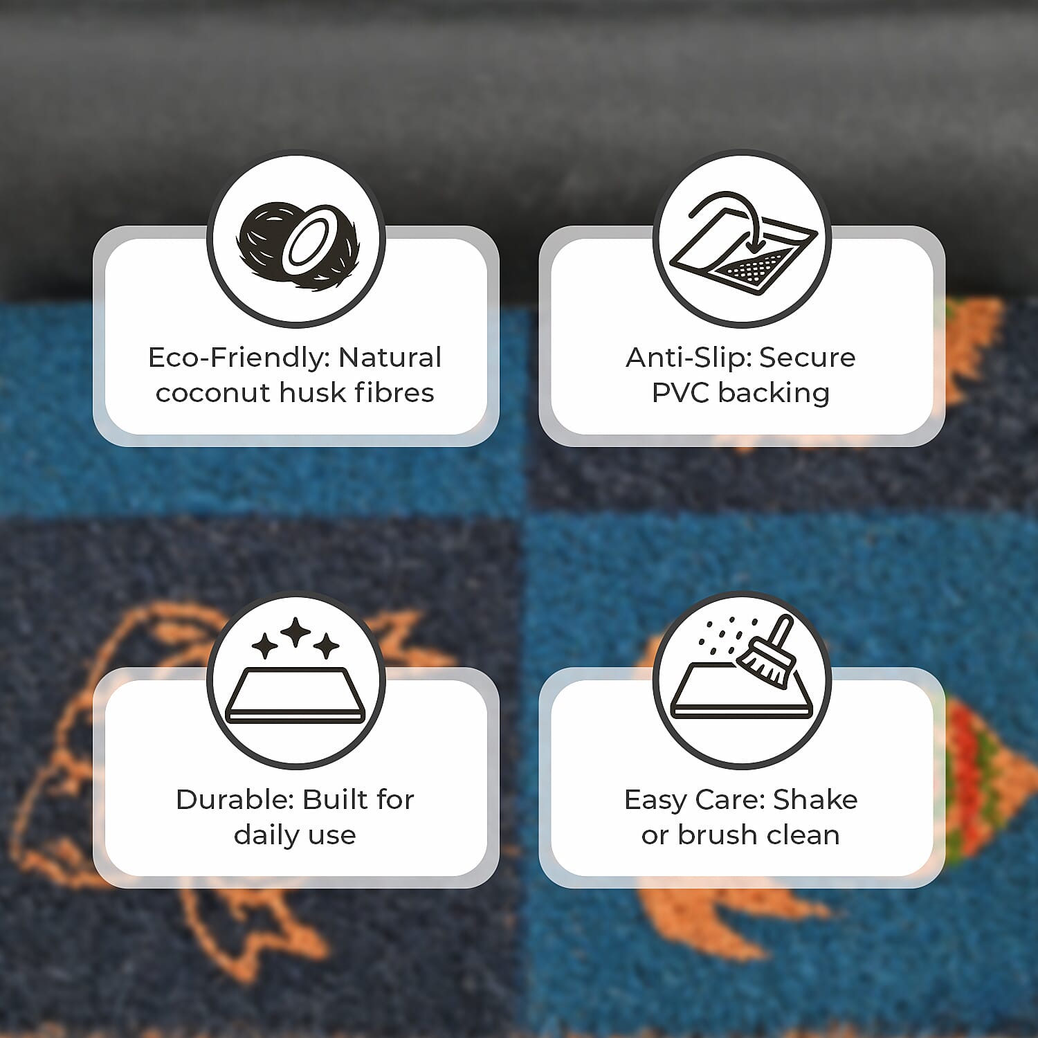 Bleached Christmas Prints Coir Doormat (60 x 40 cm) - Multicolour