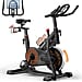 YAMO Exercise Spin Bike, Adjustable Resistance Silent Belt Drive with Comfortable Seat Cushion - Orange