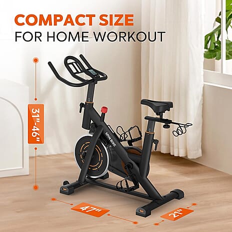 YAMO Exercise Spin Bike, Adjustable Resistance Silent Belt Drive with Comfortable Seat Cushion - Orange