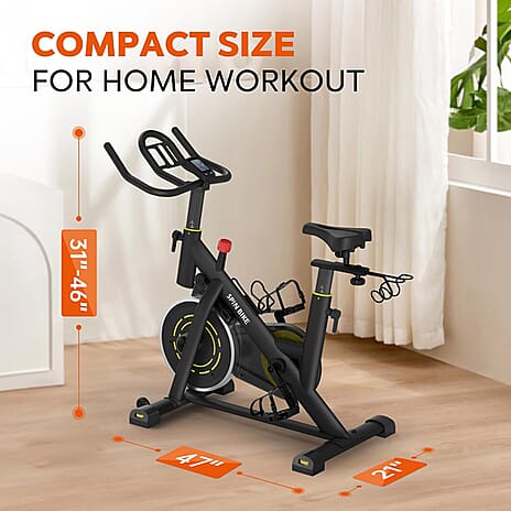 YAMO Exercise Spin Bike, Adjustable Resistance Silent Belt Drive with Comfortable Seat Cushion - Yellow