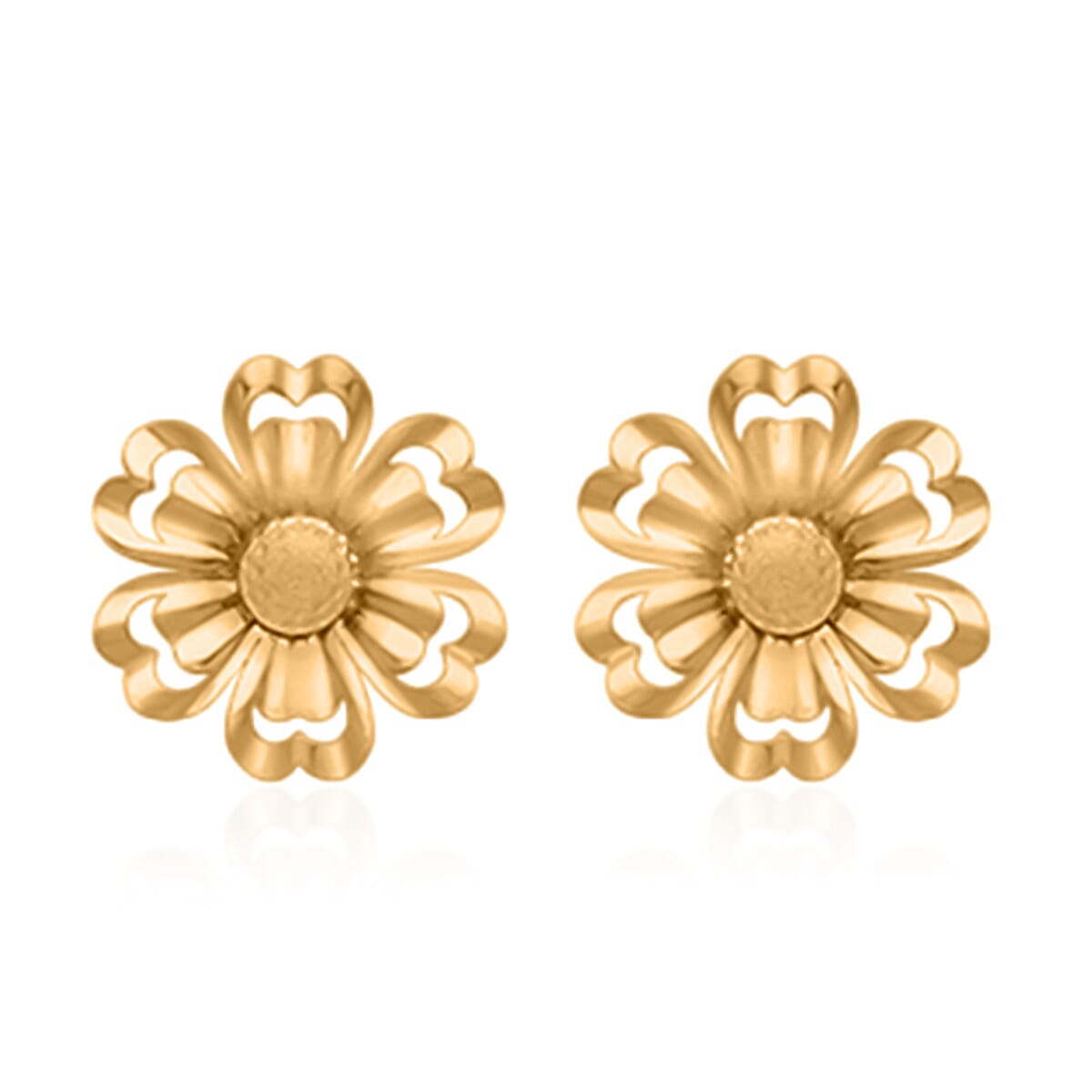 Hatton Garden Closeout Deal - 9K Yellow Gold Small Flower Stud Earring with Push Back