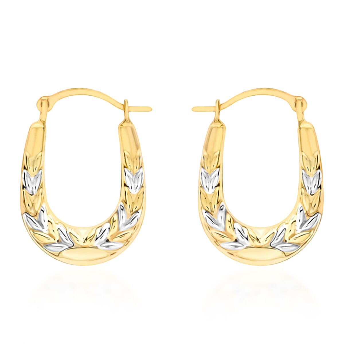 Hatton Garden Closeout Deal - 9K Yellow Gold Leaf Creole Earring with Clasp
