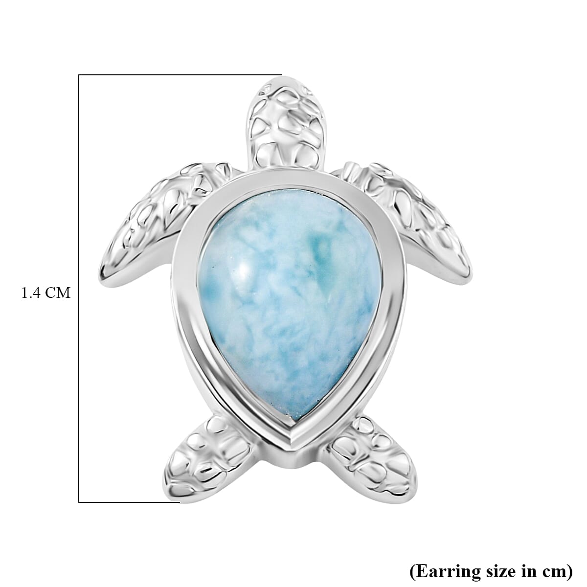 D'joy Larimar Turtle Earring in Rhodium Overlay Sterling Silver 2.82 Ct.