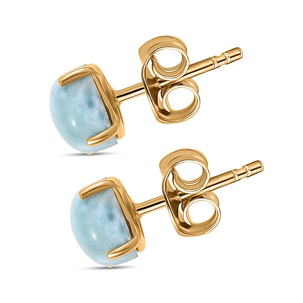 D'joy Larimar Earring with Push Back in 14K Yellow Gold Plated Sterling Silver 3.43 Ct.