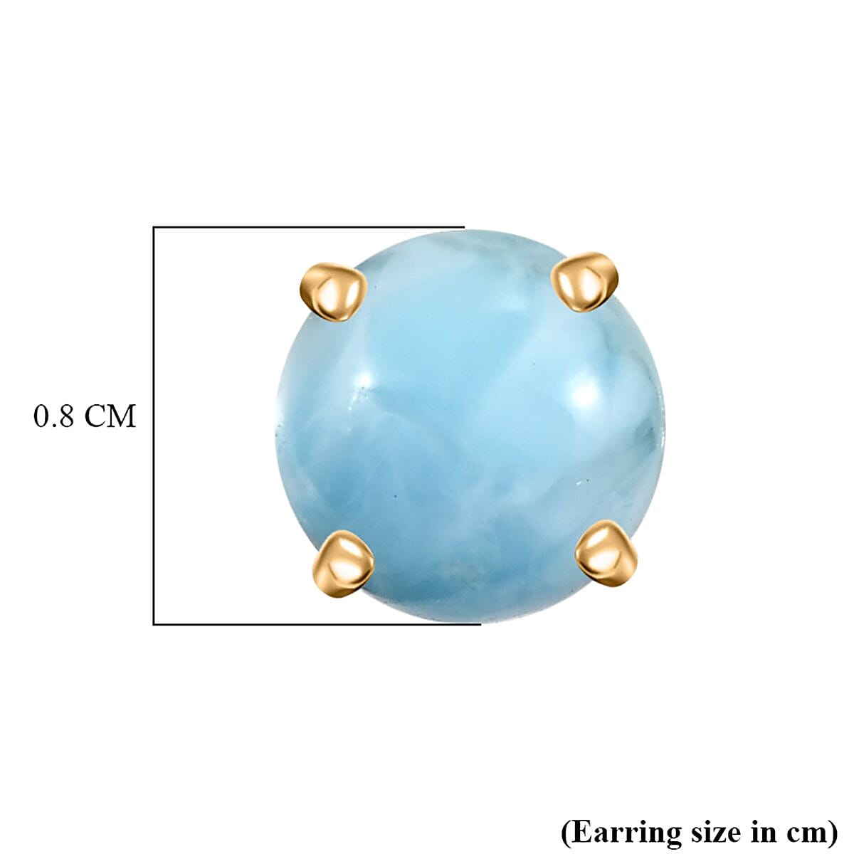 D'joy Larimar Earring with Push Back in 14K Yellow Gold Plated Sterling Silver 3.43 Ct.