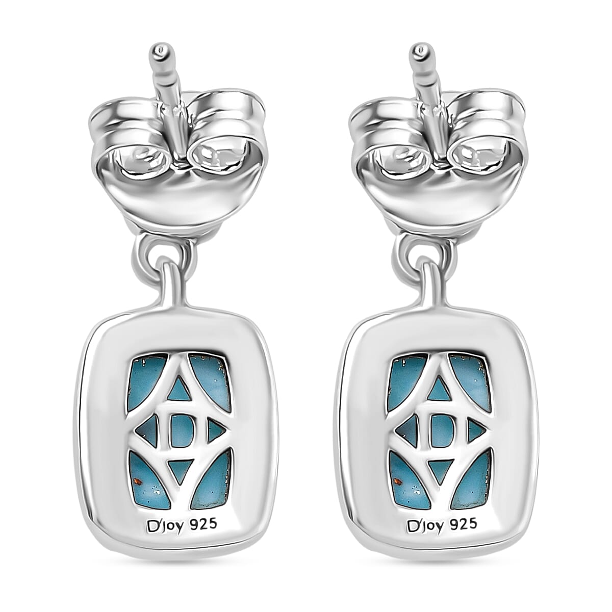 D'joy Larimar Solitaire Stud Push Post Rippling Waters Earring in Rhodium Overlay Sterling Silver 3.24 Ct.