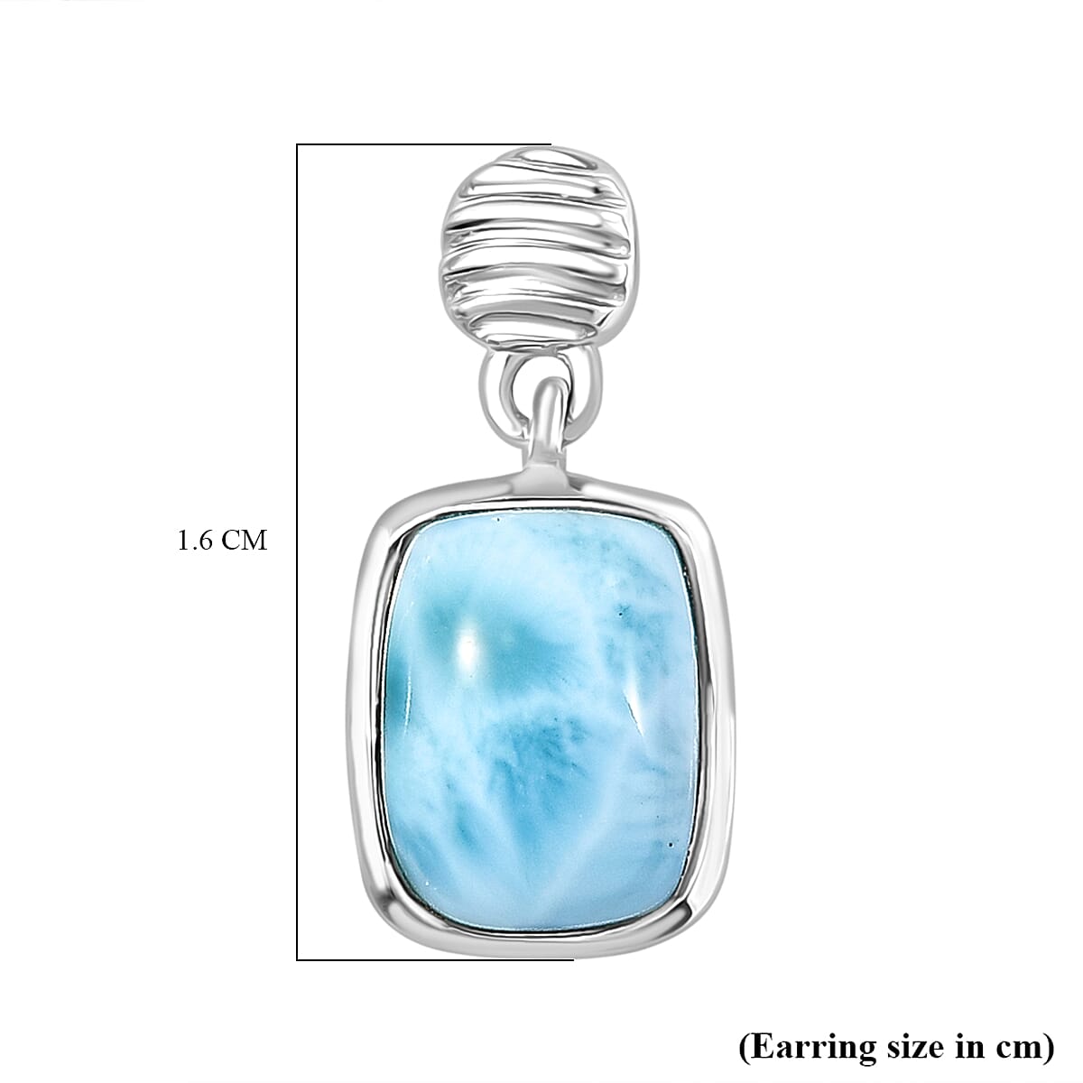 D'joy Larimar Solitaire Stud Push Post Rippling Waters Earring in Rhodium Overlay Sterling Silver 3.24 Ct.