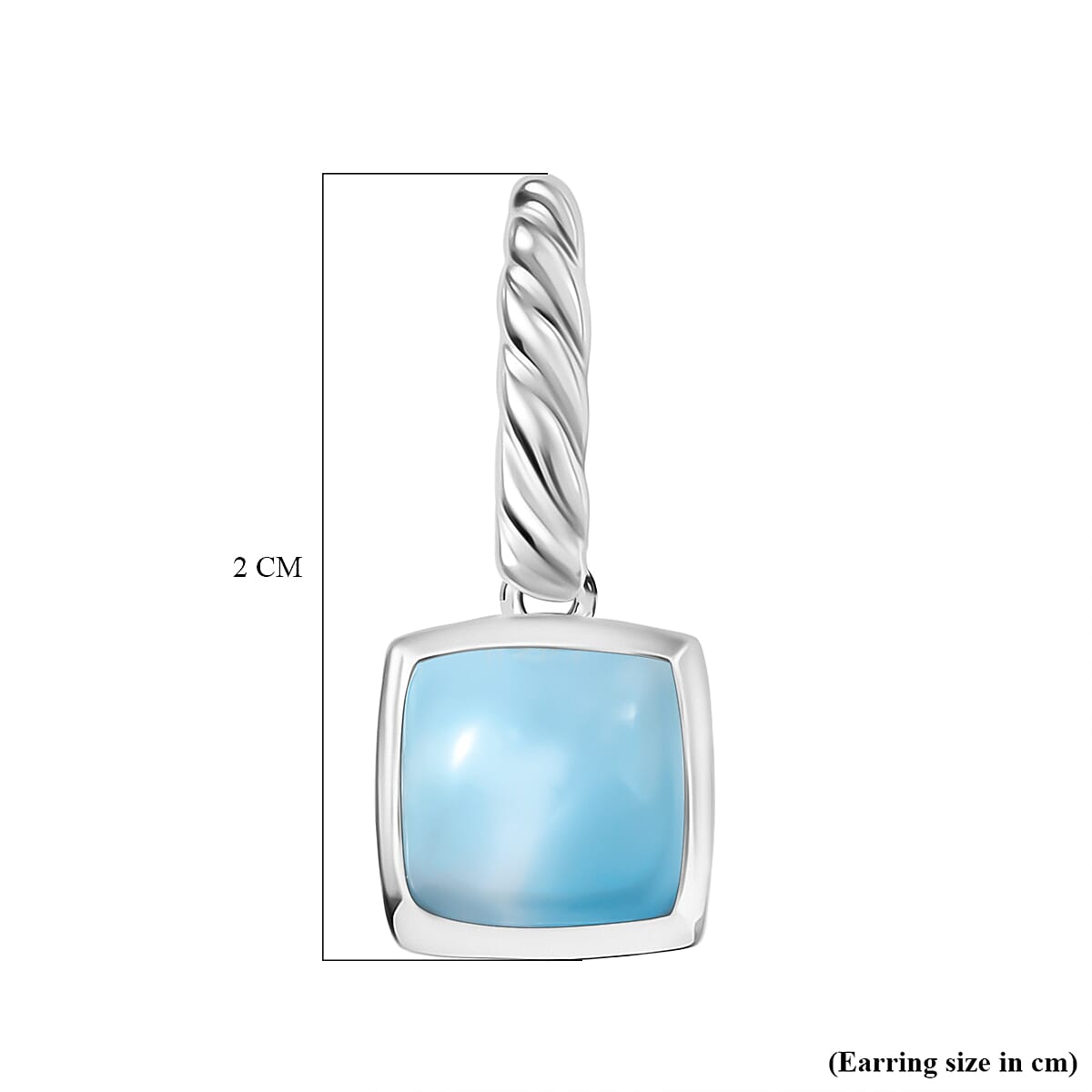 D'joy Larimar Solitaire Stud Push Post Earring in Rhodium Overlay Sterling Silver 4.15 Ct.