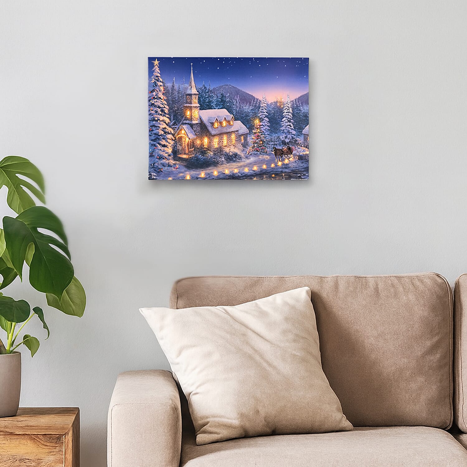 Christmas Idyllic LED Lit Scene (30 x 40cm) - Snow Church