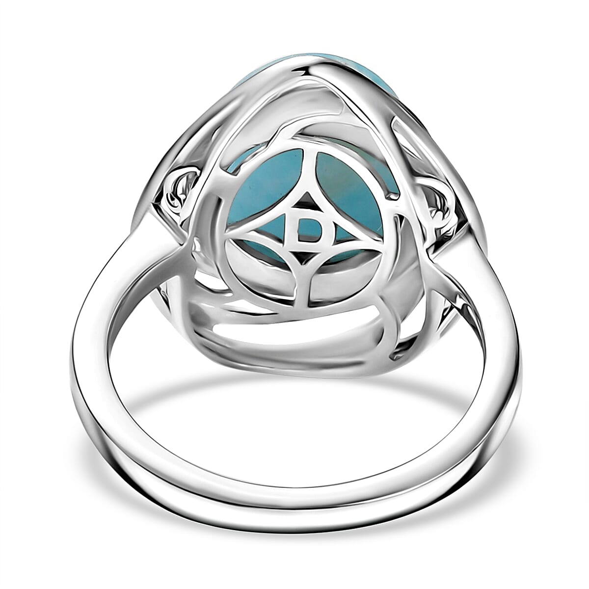 D'joy Larimar Solitaire Oceanic Whirl Ring in Rhodium Overlay Sterling Silver 4.62 Ct. D'joy Larimar Solitaire Oceanic Whirl Ring in Rhodium Overlay Sterling Silver 4.62 Ct.