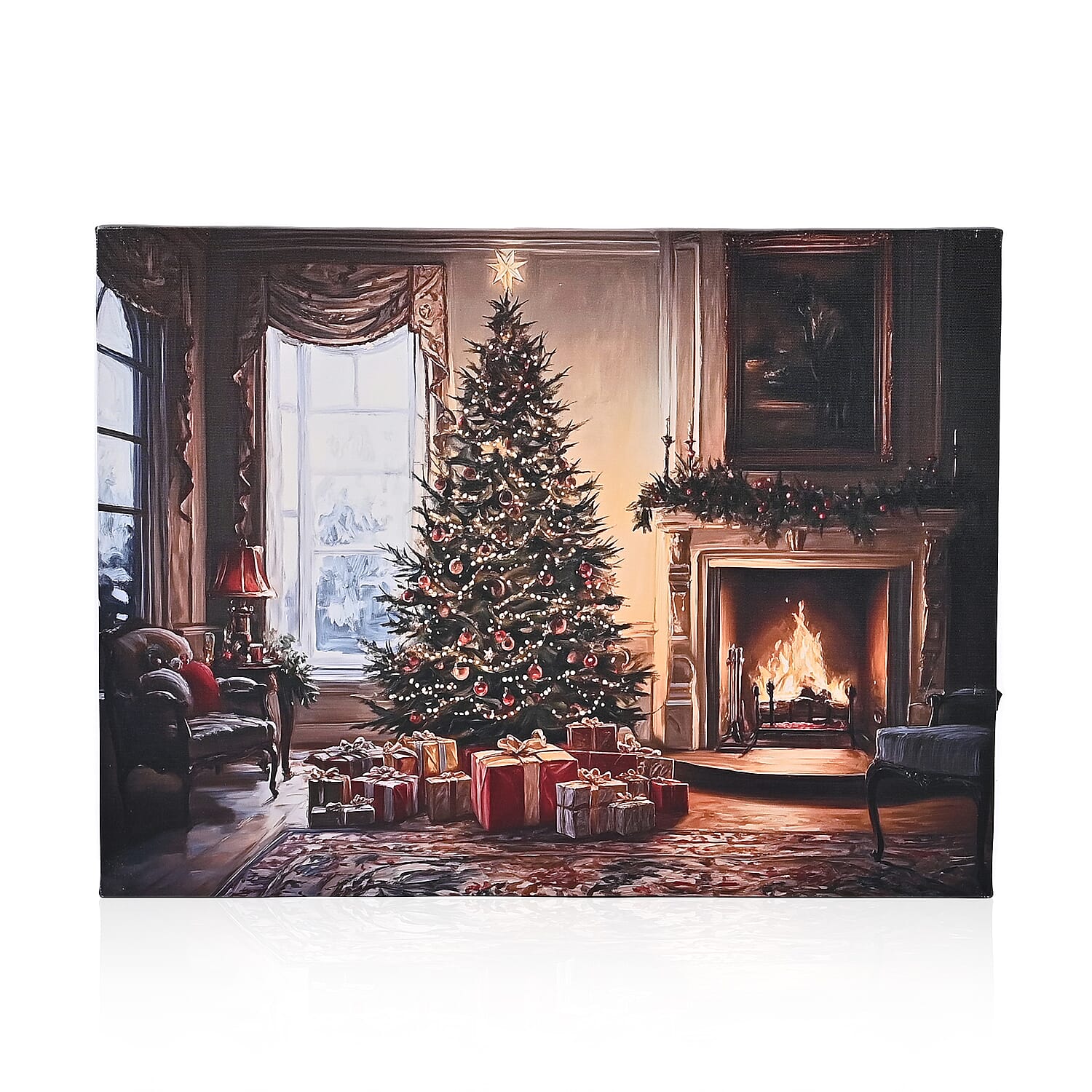Christmas Idyllic LED Lit Scene (30 x 40cm) - Fireplace