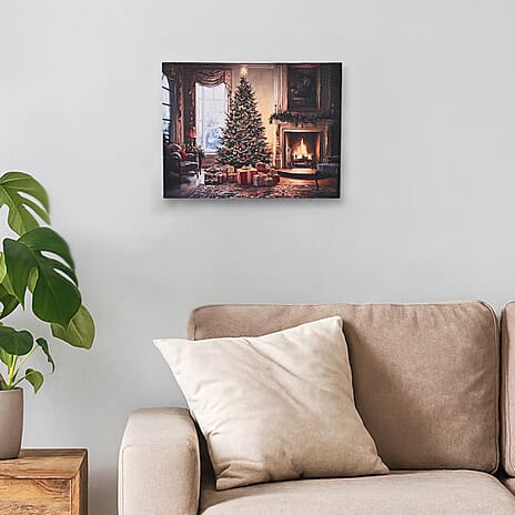 Christmas Idyllic LED Lit Scene (30 x 40cm) - Fireplace