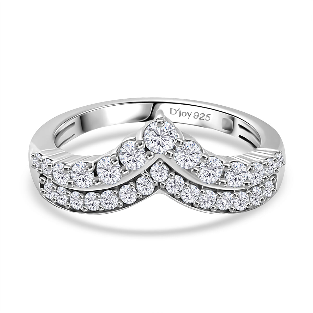 Djoy Moissanite Ring in Rhodium Overlay Sterling Silver