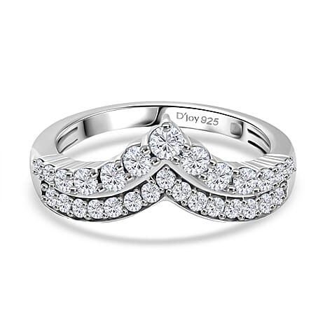 Djoy Moissanite Ring in Rhodium Overlay Sterling Silver