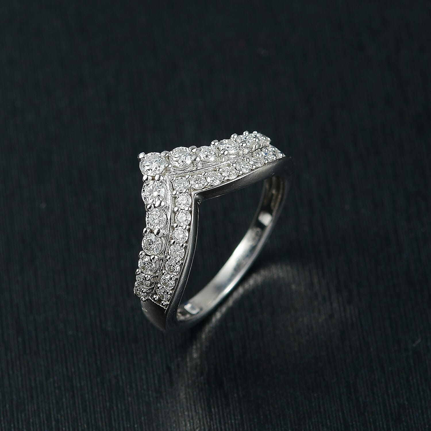 Djoy Moissanite Ring in Rhodium Overlay Sterling Silver