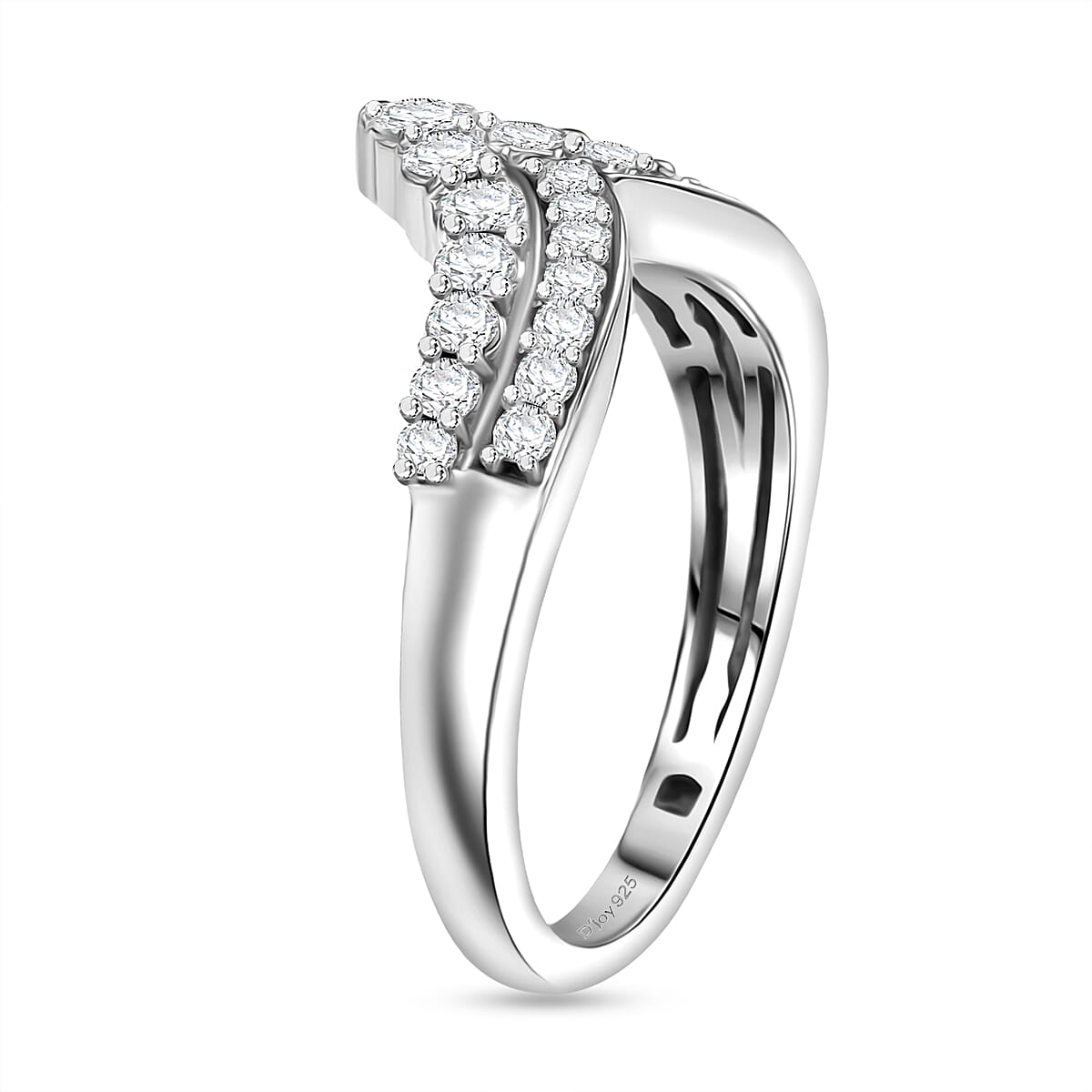 Djoy Moissanite Ring in Rhodium Overlay Sterling Silver